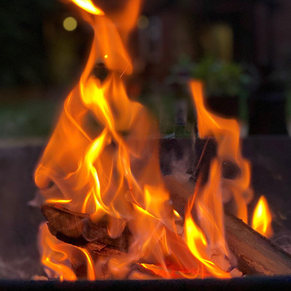 Blazing fire to demonstrate burning wood