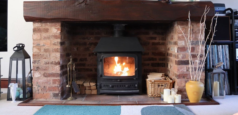 Log burner burning wood