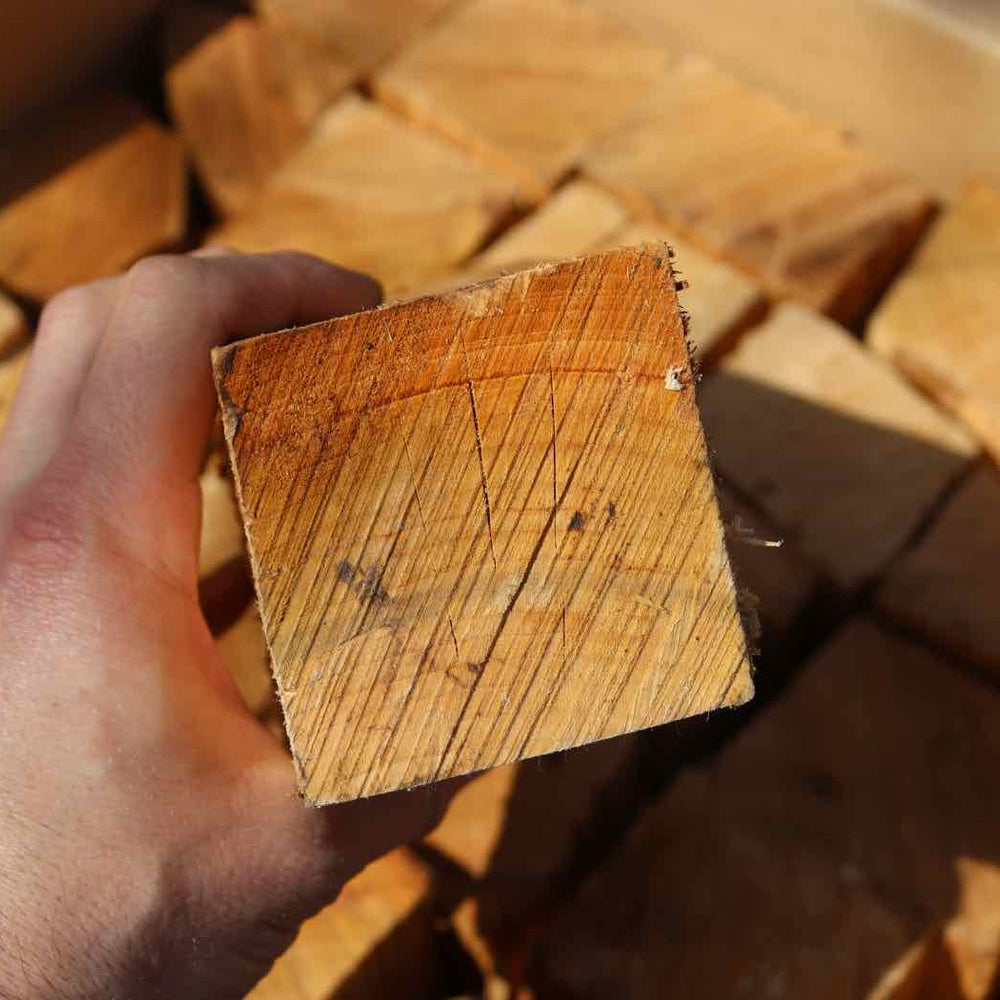 Kiln Dried Cherry Log End View in Hand