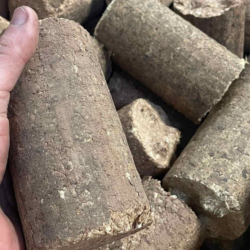 Broken Briquettes Made from Recycled Timber