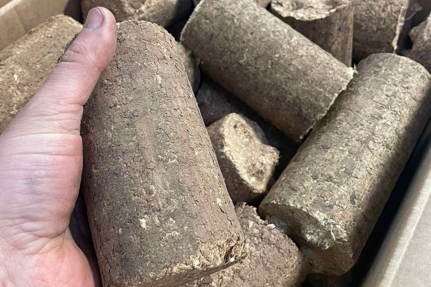 Broken Briquettes Made from Recycled Timber