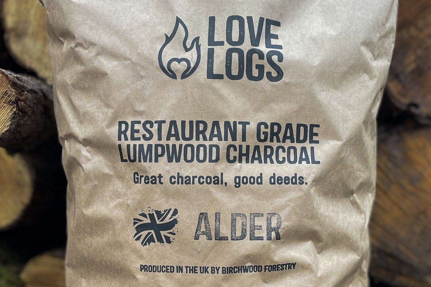 Love Logs Sustainable British Alder Charcoal Bag