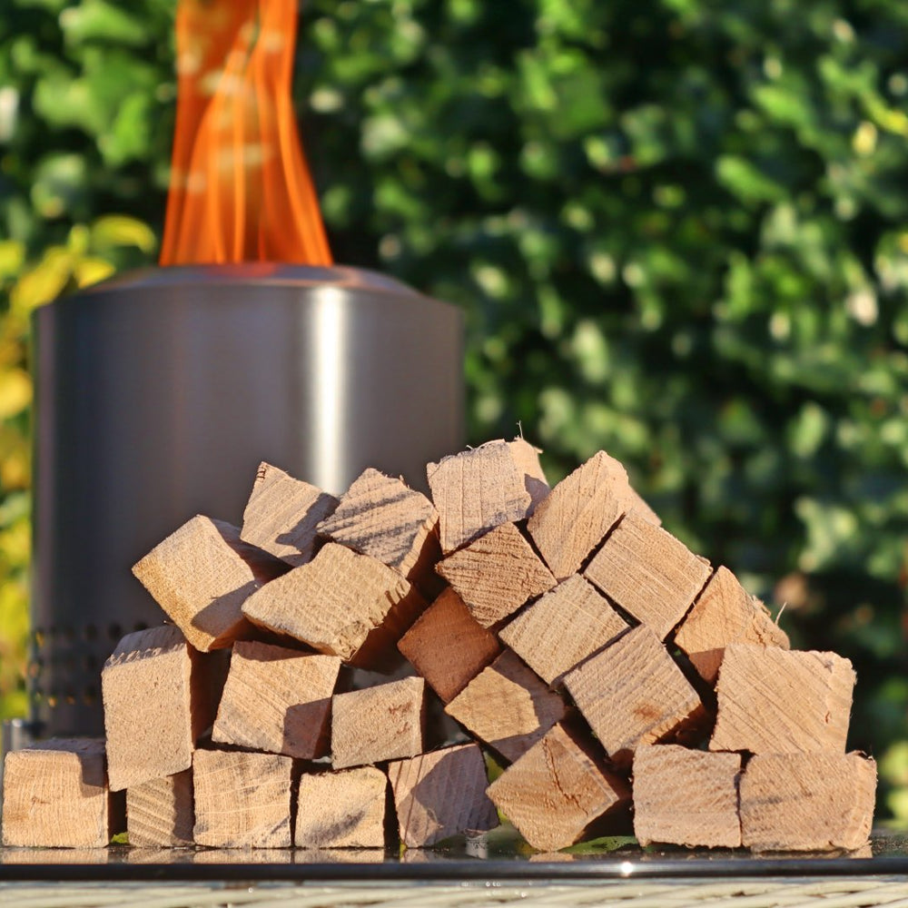 Love Logs Mini Fire Pit Wood stacked on table