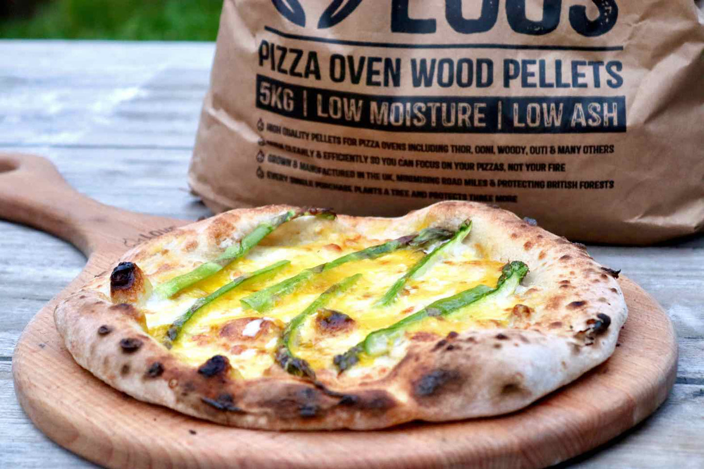 Love Logs Pizza Oven Wood Pellets and a Wood Fired Pizza